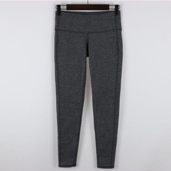 Athleta Chatarunga Women's XXS Black Gray Herringbone Low Rise Athletic Leggings - Picture 1 of 9